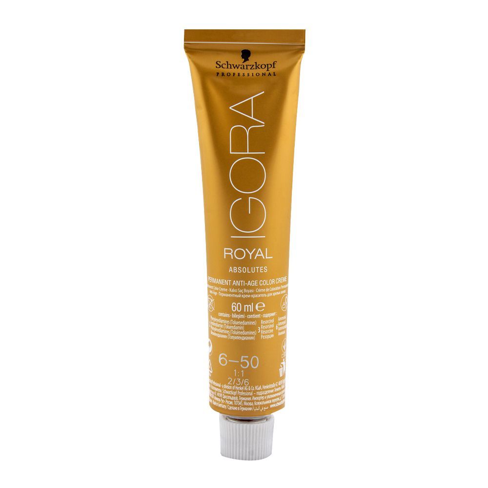 Schwarzkopf Igora Royal Absolutes Hair Color 6-50 Dark Blonde Gold Natural - Front View