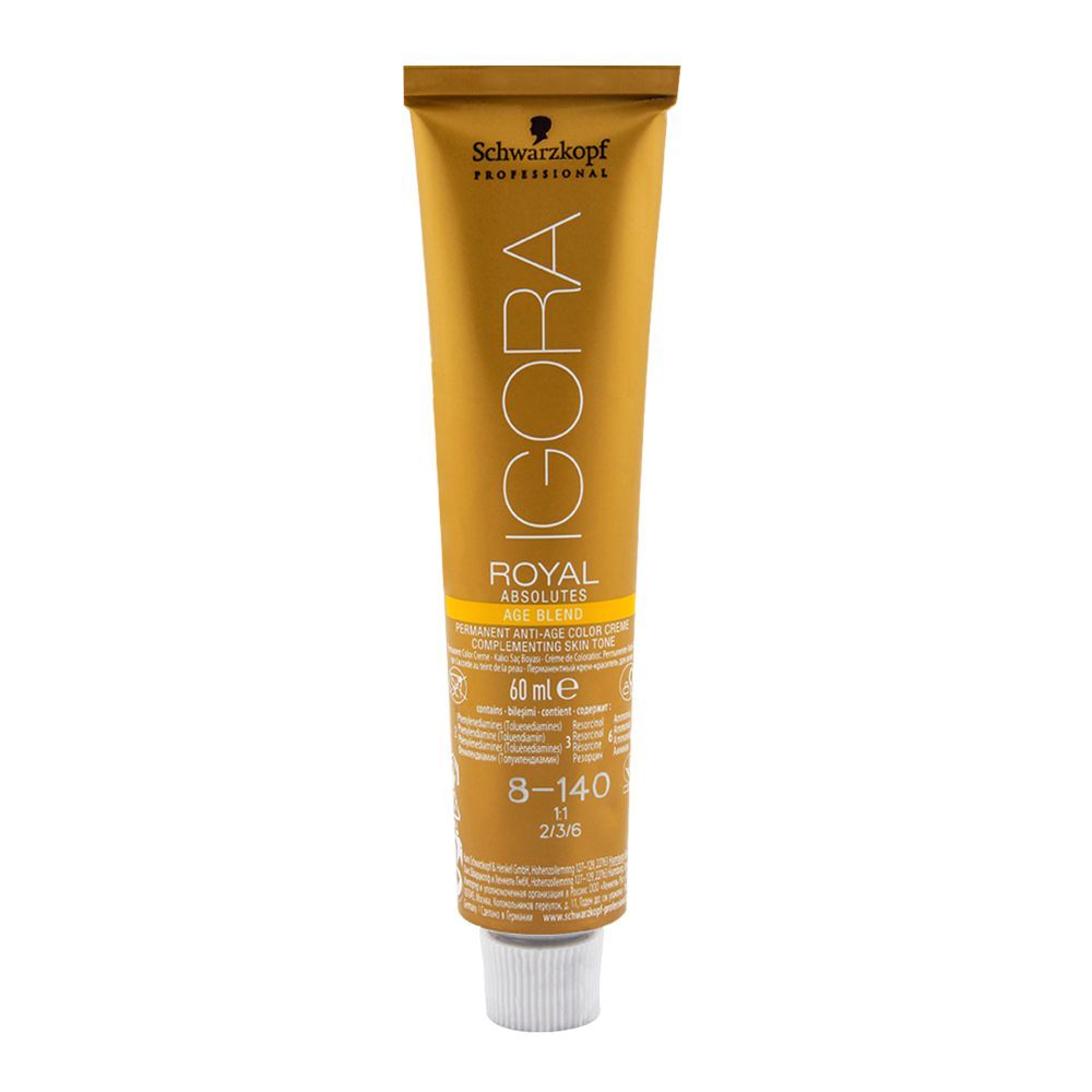 Schwarzkopf Igora Royal Absolutes Age Blend Hair Color 8-140 Light Blonde Cendre Beige - Front View