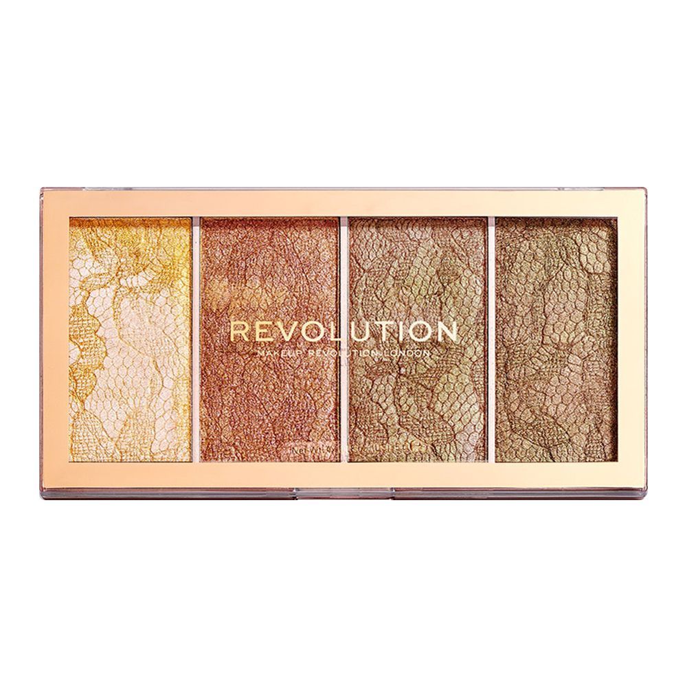 Makeup Revolution Intense Metallic Cream Highlighter Palette, Vintage Lace, 4-Pack - Front View