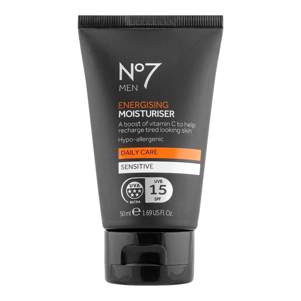 Boots No. 7 Men Energising Daily Care Sensitive Moisturiser, 50ml - Front View