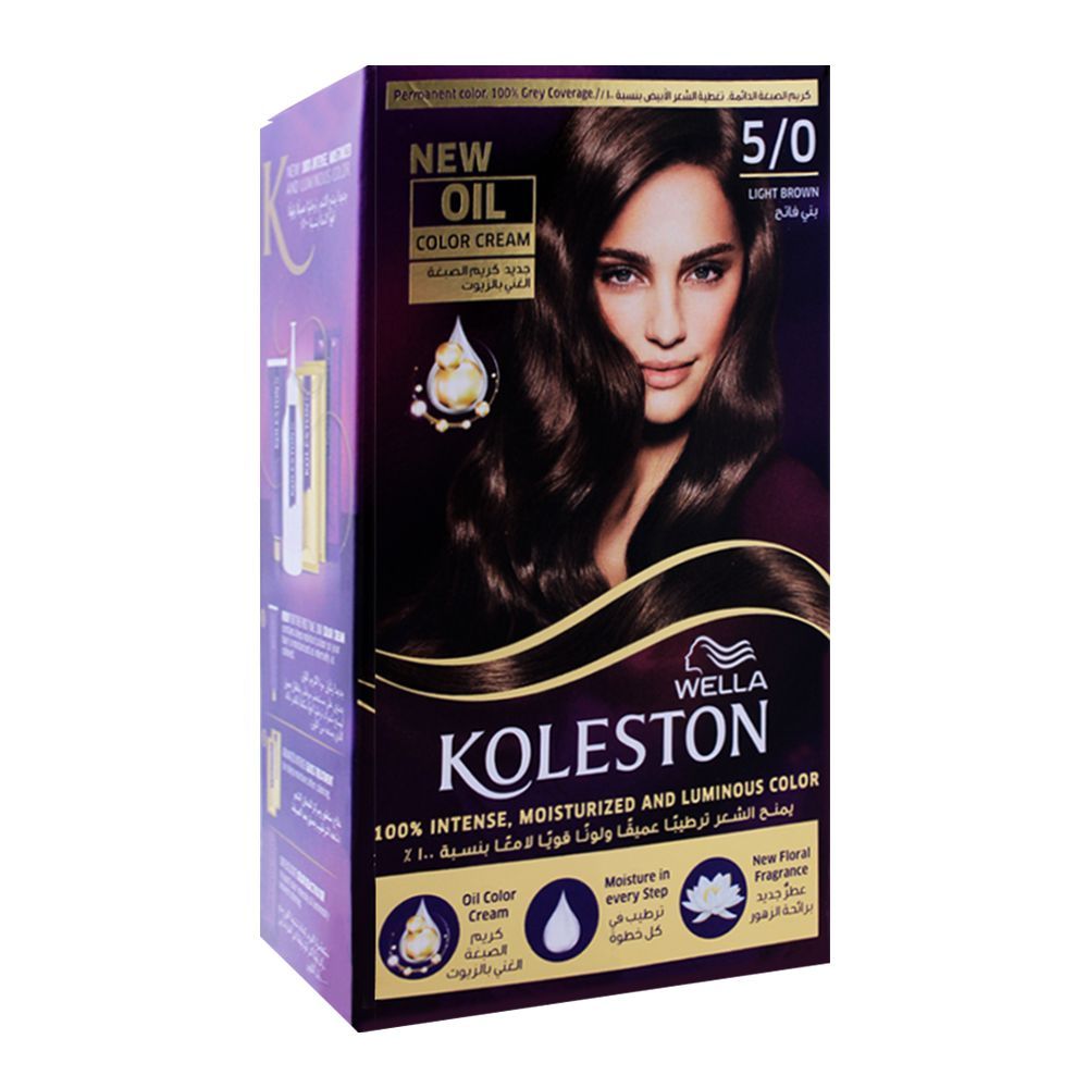 Wella Koleston Color Cream Kit, 5/0 Light Brown - Front View