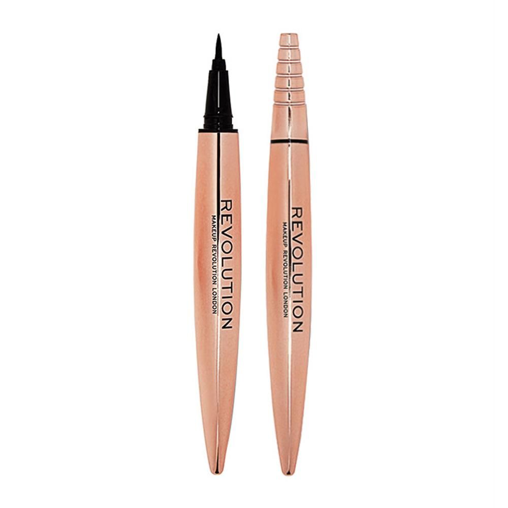 Makeup Revolution Renaissance Flick Intense Felt Eyeliner, Black, Longwear - Front View