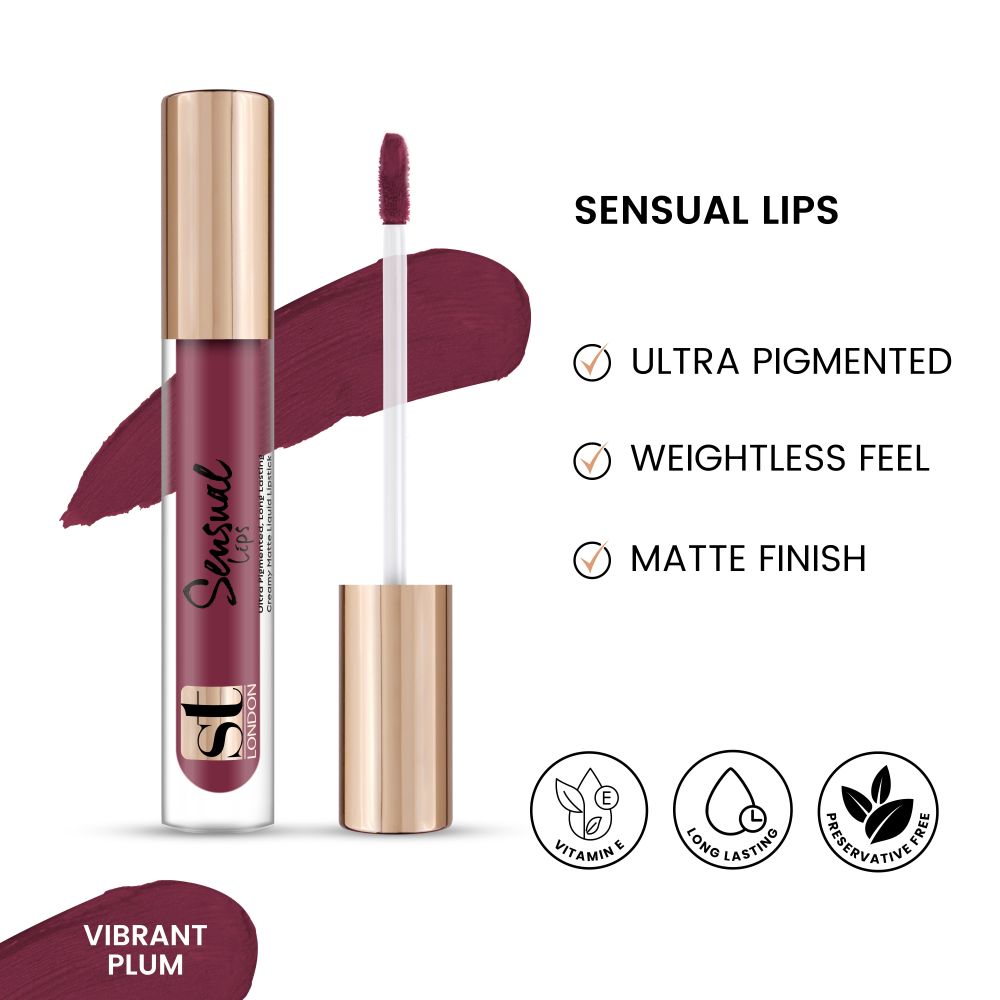 ST London Sensual Lips Lip Gloss, Vibrant Plum - Front View