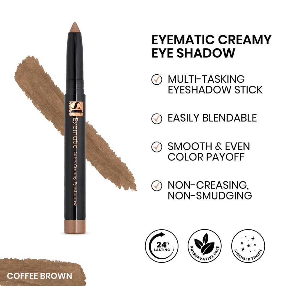 ST London Eyematic 24Hrs Creamy Eyeshadow, Coffee Brown - Front View