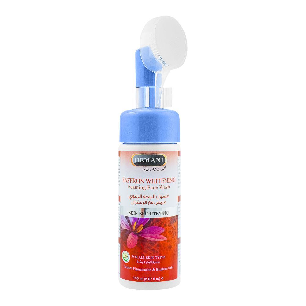 Hemani Saffron Whitening Foaming Face Wash, For All Skin Types, 150ml - Front View