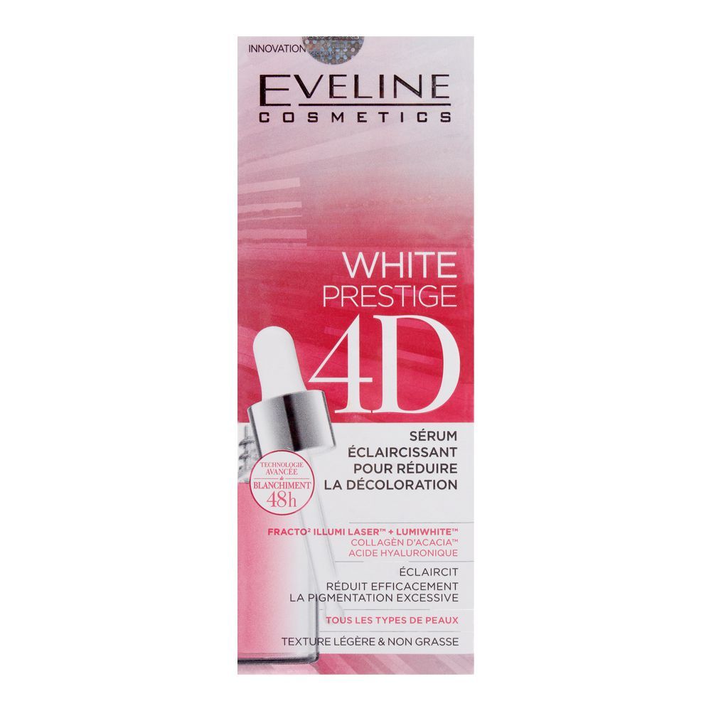 Eveline 48H White Prestige 4D Lightening Serum Booster, 18ml - Front View