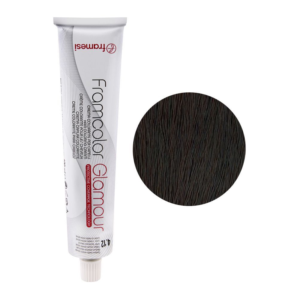 Framesi Framcolor Glamour Hair Coloring Cream, 4.12 Medium Chestnut Natural Ash - Front View
