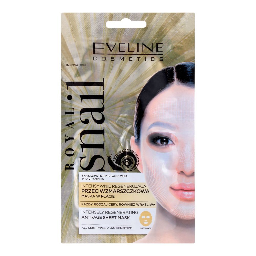 Eveline Royal Snail Intensely Regenerating Anti-Aging Sheet Mask, All Skin Types - Front View
