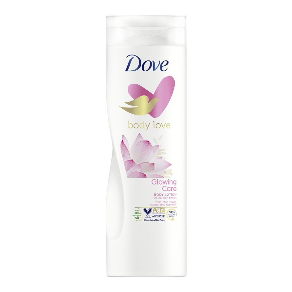 Dove Body Love Glowing Care Body Lotion, For All Skin Types, 400ml - Front View