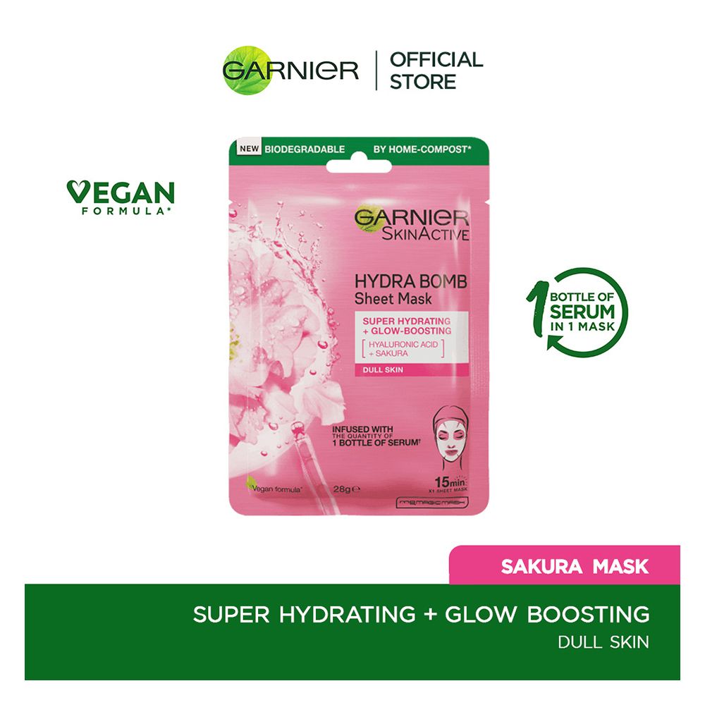 Garnier Skin Active Hydra Bomb Ultra Hydrating Glow Boosting Face Mask, For Dull Skin, 32g - Front View