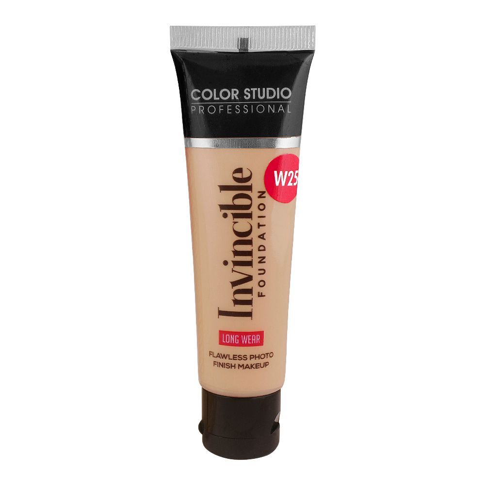 Color Studio Flawless Photo Finish Makeup Invincible Foundation, Long Wear, Water Resistant, SPF 12, 30ml, W25 Golden Beigey - Front View