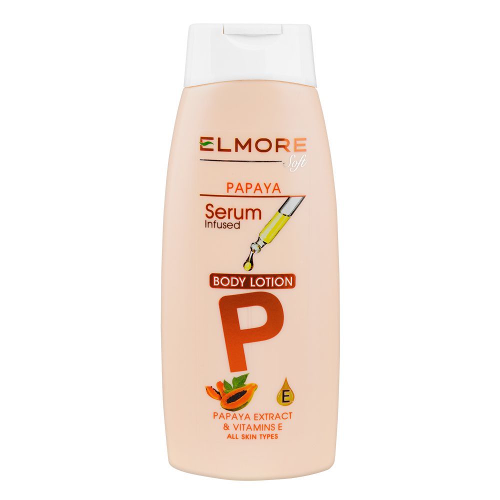 Elmore Skin Whitening Natural Moisturizing Body Lotion, Papaya, Vitamin E & Sunscreen, All Skin Type, 250ml - Front View