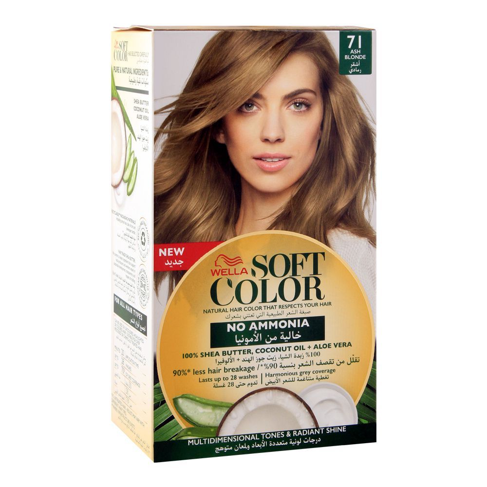 Wella Soft Color No Ammonia Hair Color, 71 Ash Blonde - Front View