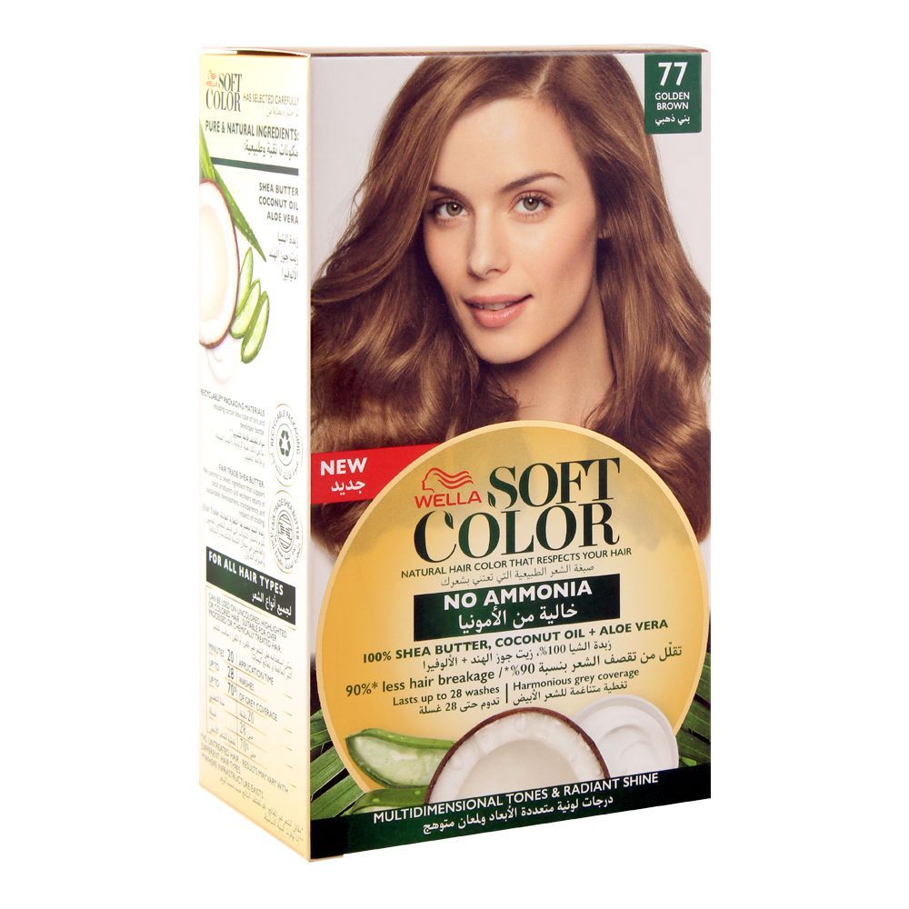 Wella Soft Color No Ammonia Hair Color, 77 Golden Brown - Front View