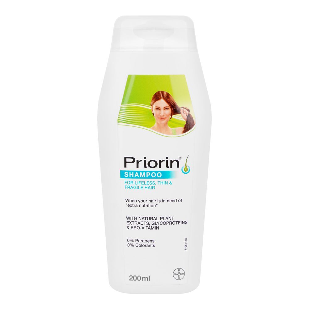 Priorin Shampoo, 0% Parabens, For Thin & Fragile Hair, 200ml - Front View