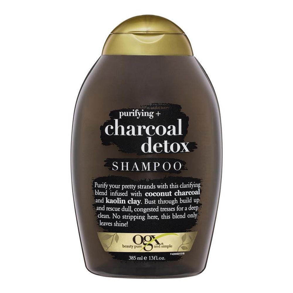 OGX Purifying + Charcoal Detox Shampoo, Sulfate Free, 385ml - Front View
