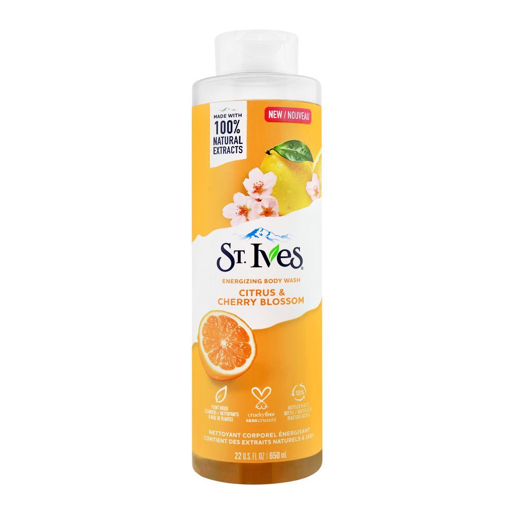 St. Ives Citrus & Cherry Blossom Energizing Body Wash, 650ml - Front View
