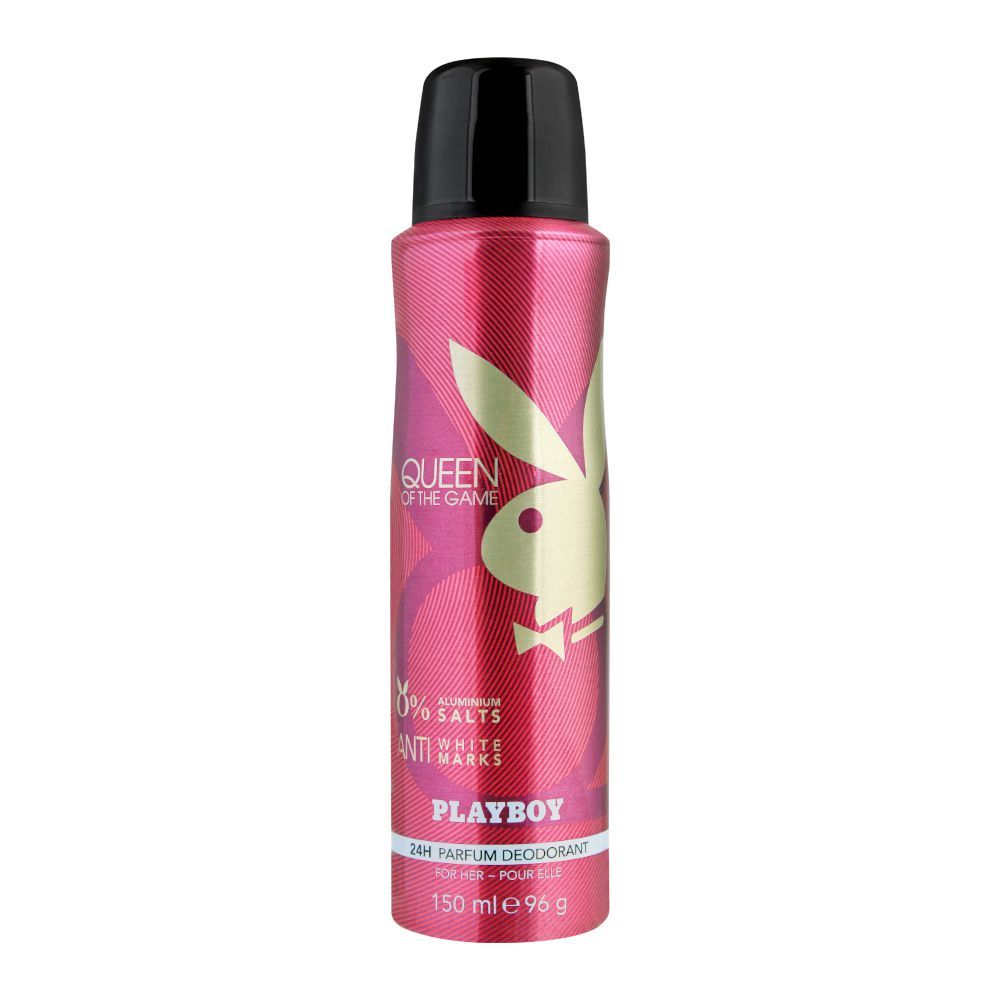 Playboy Queen Of The Game Anti-White Marks Deodorant Spray, For Women, 150ml - Front View