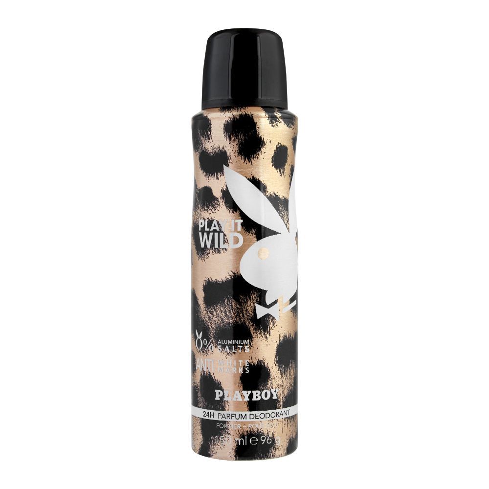 Playboy Play It Wild Anti-White Marks Deodorant Spray, For Women, 150ml - Front View