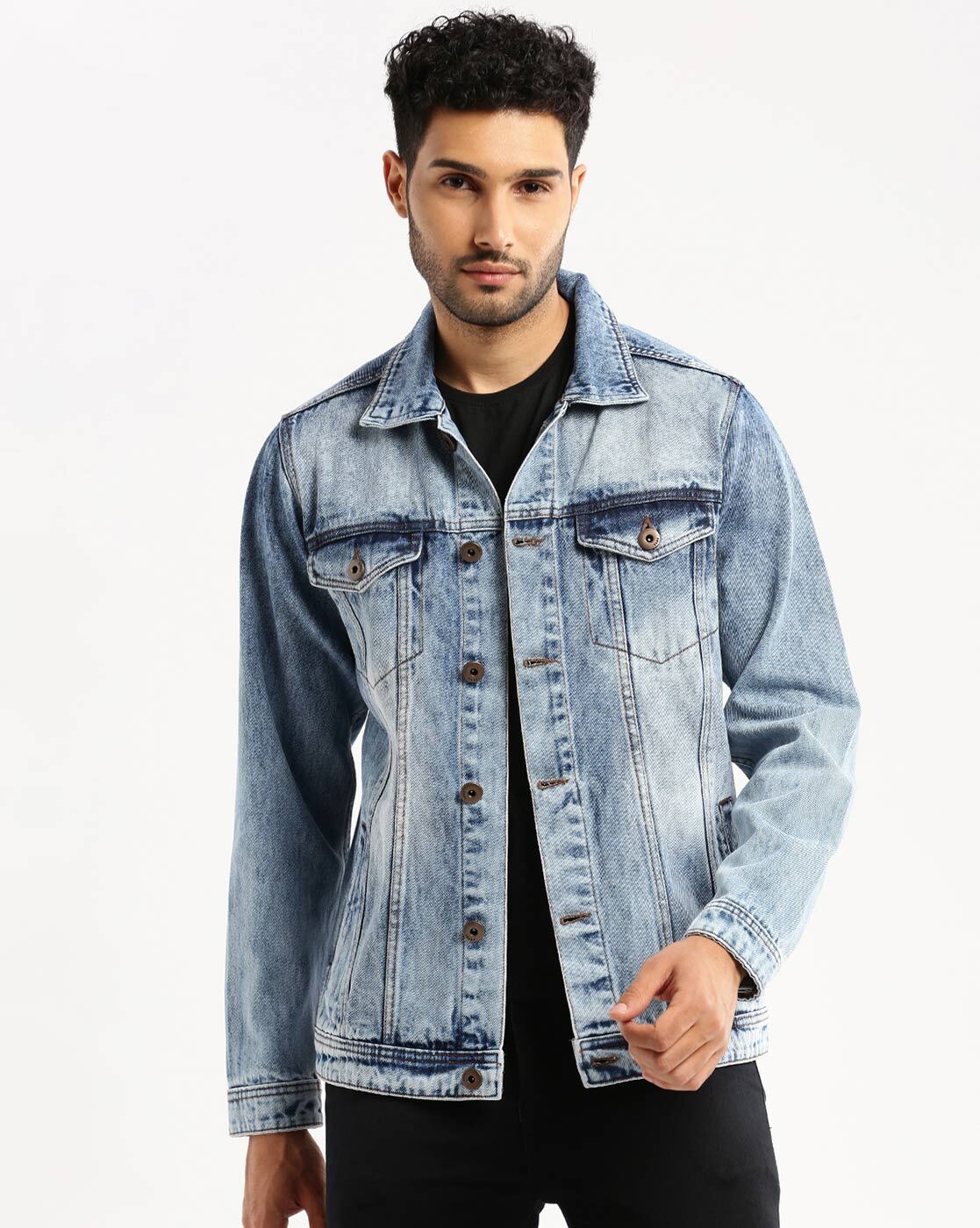 Buy Men's Slim Fit Denim Jacket with Flap Pockets Premium Style