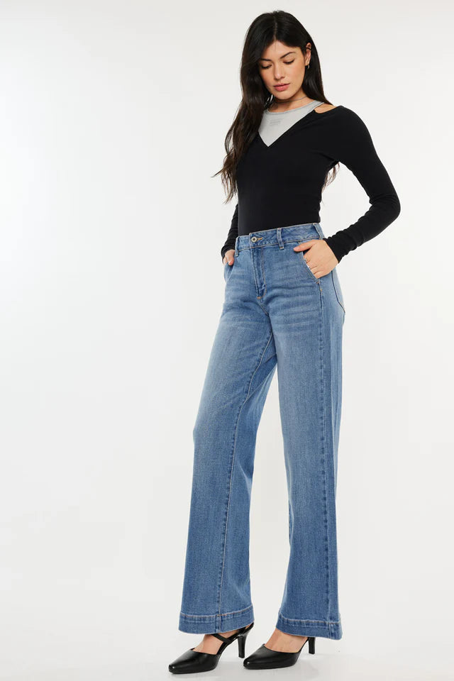Bertha women wide leg trouser jeans high waist denim Pakistan