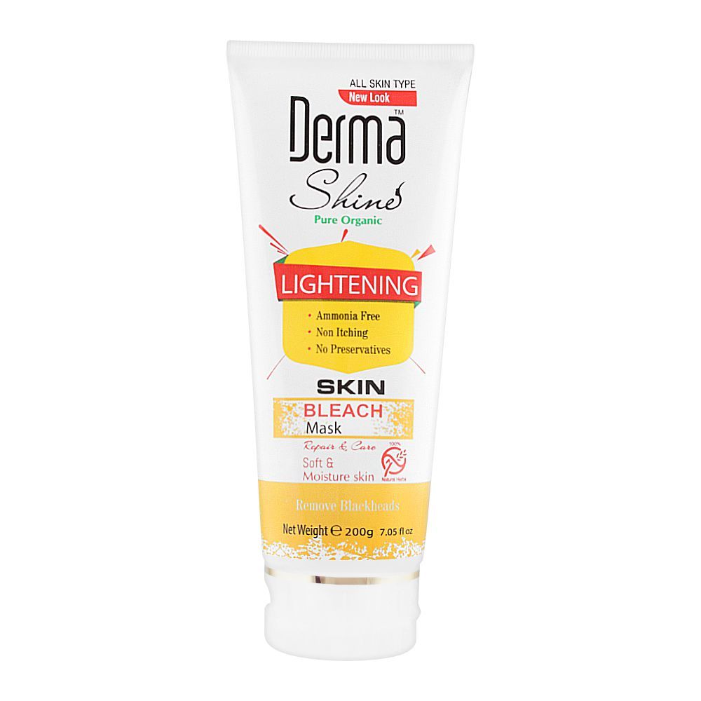 Derma Shine Pure Organic Lightening Skin Bleach Mask, For All Skin Types, 200g - Front View