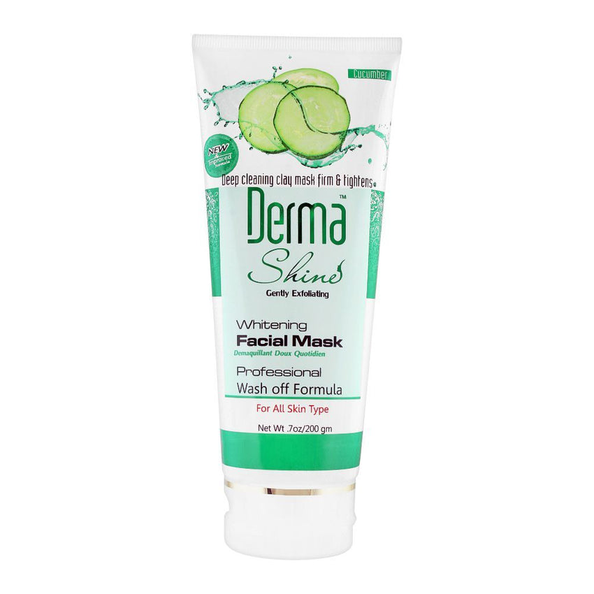 Derma Shine Gently Exfoliating Cucumber Whitening Facial Mask, For All Skin Types, 200g - Front View