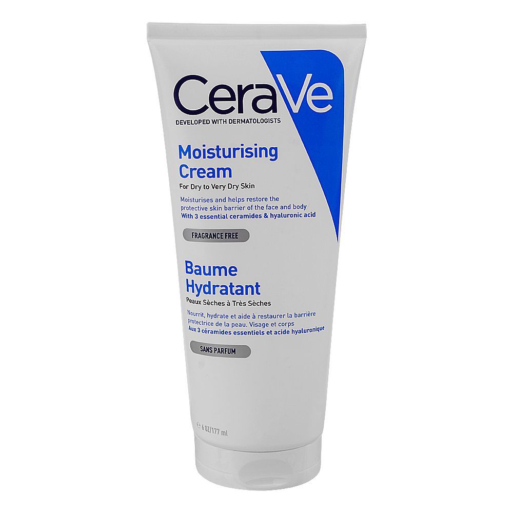 CeraVe Fragrance Free Moisturizing Cream, Dry To Very Dry Skin, 177ml - Front View