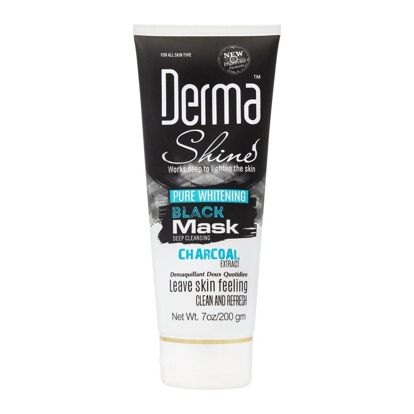 Derma Shine Pure Whitening Charcoal Extract Black Face Mask, 200G - Front View