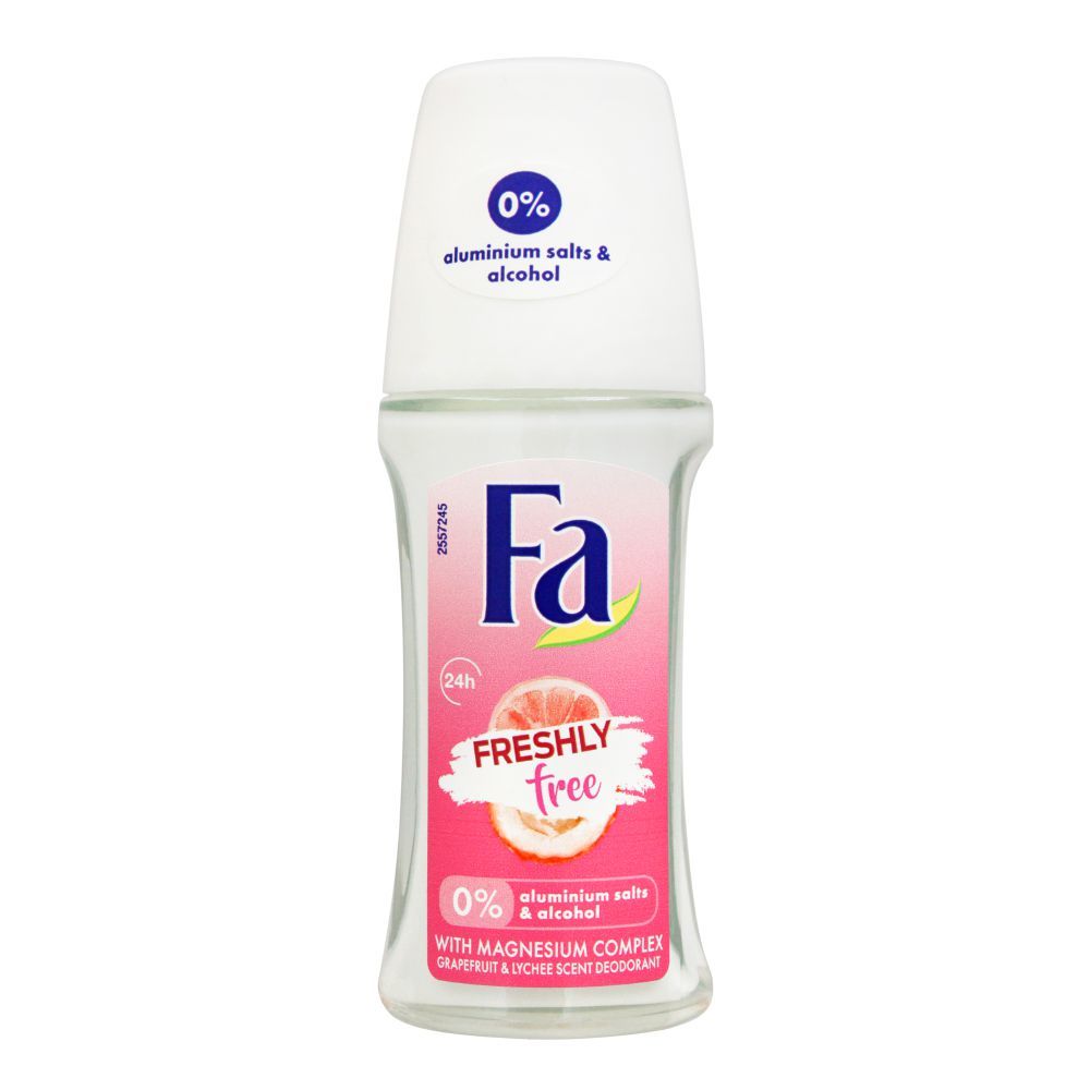 Fa 24H Freshly Free Grapefruit & Lychee Scent Roll-On Deodorant, For Women, 50ml - Front View