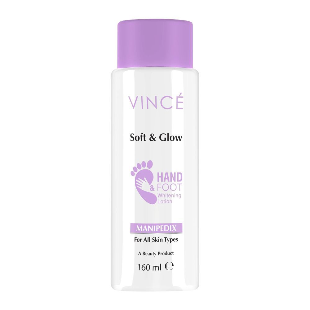 Vince Soft & Glow Manipedix Hand & Foot Whitening Lotion, All Skin Types, 160ml - Front View