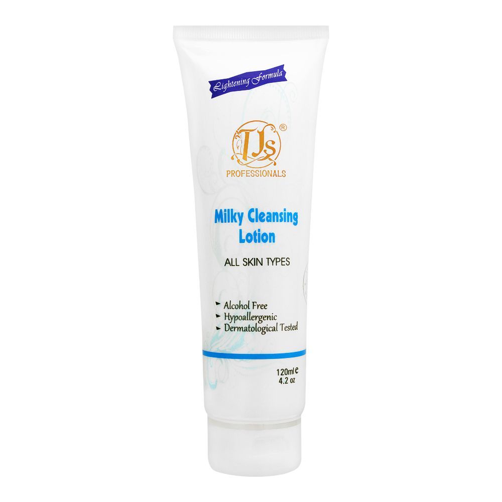 TJs Professionals Milk Cleansing Lotion, Alcohol Free, All Skin Types, 120ml - Front View