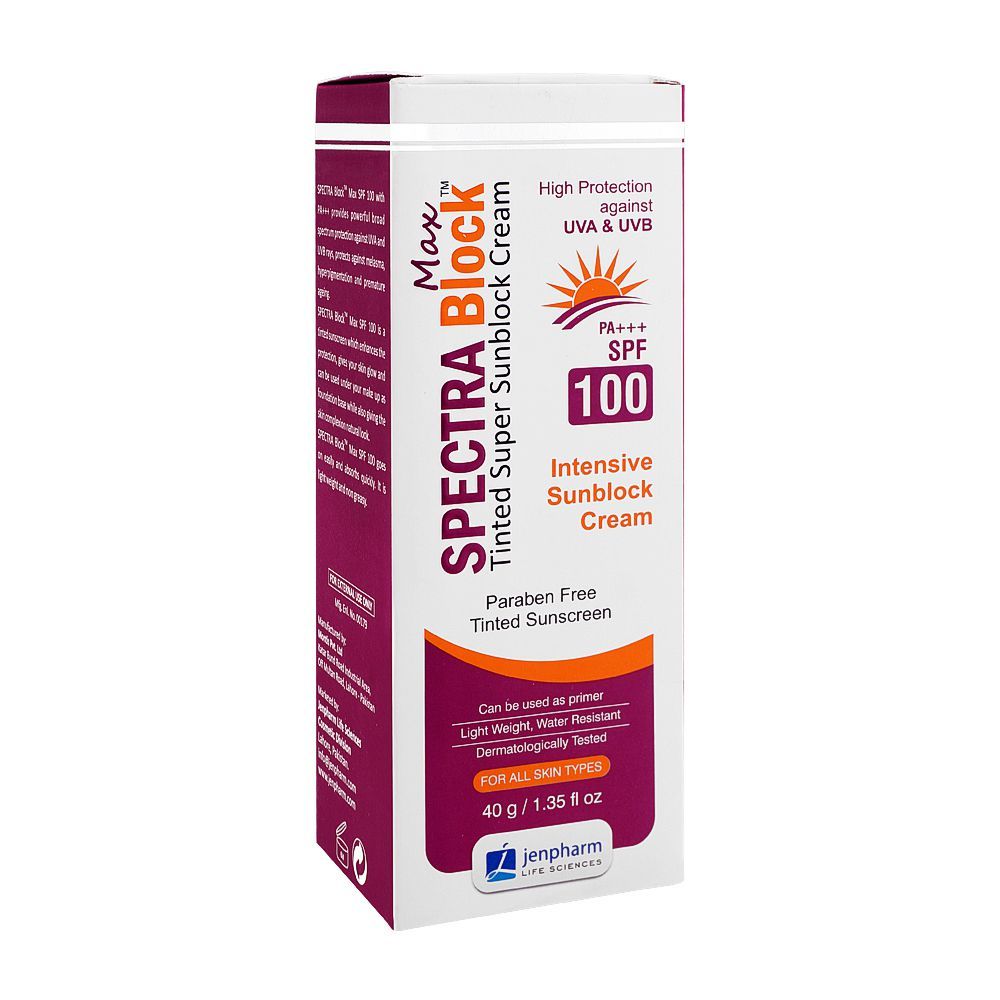 Jen Pharm Spectra Sun Block Max SPF-100, 40g - Front View