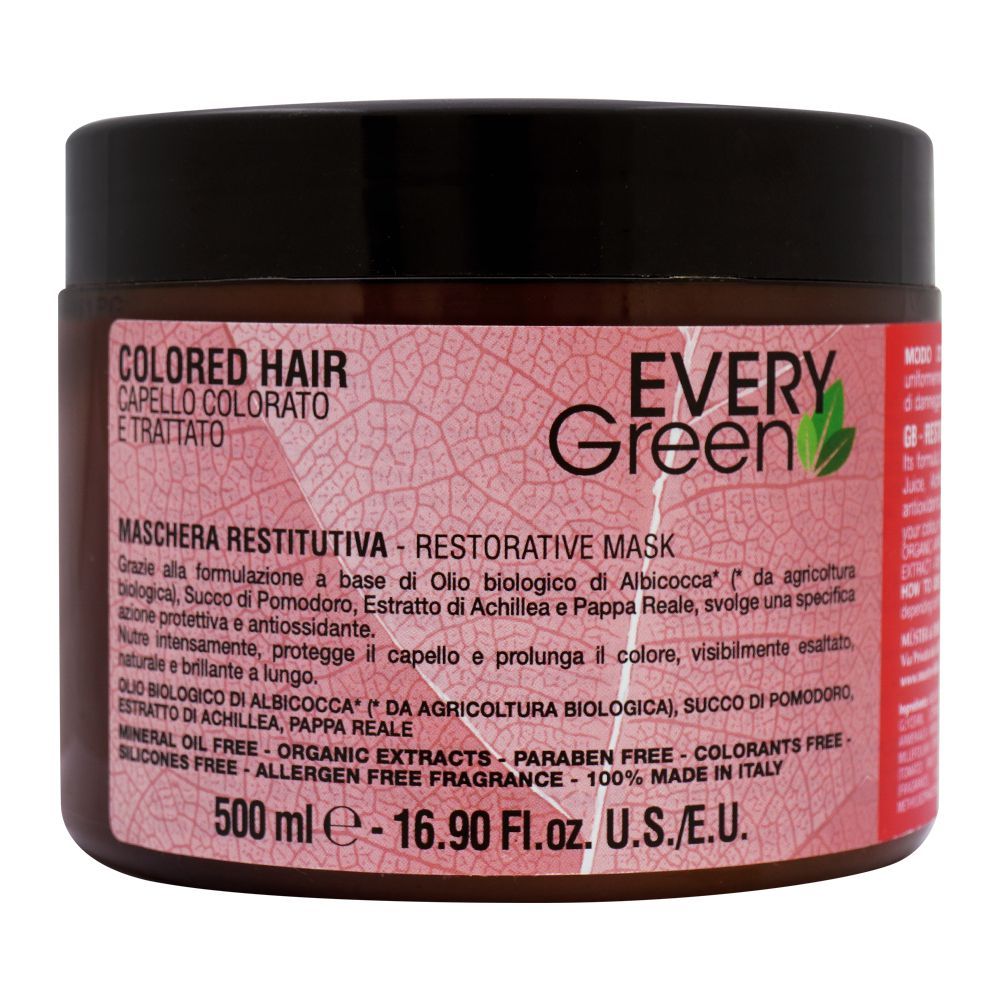 Every Green Colored Hair Restorative Hair Mask, Paraben Free, 500ml - Front View