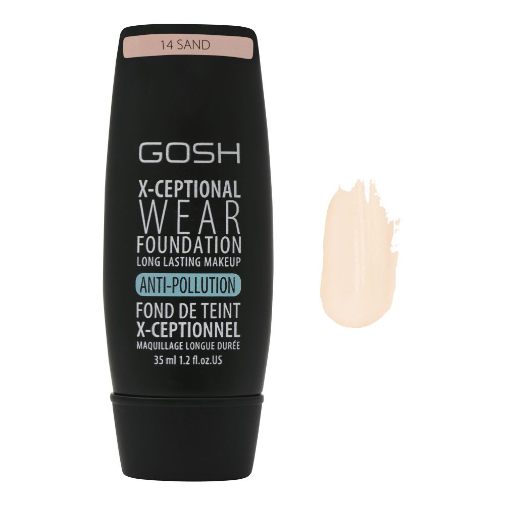 Gosh X-Ceptional Wear Foundation, 14 Sand, 35ml - Front View
