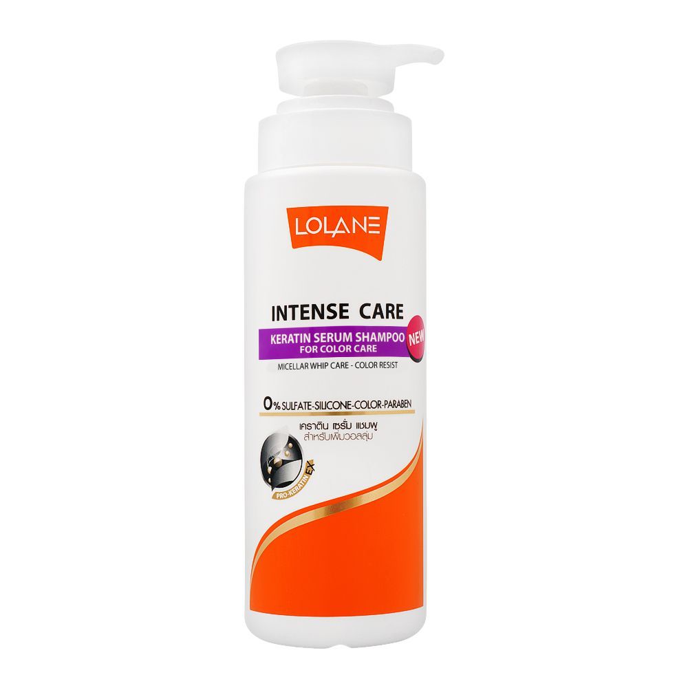 Lolane Intense Care Keratin Serum Shampoo, For Color Care, Sulfate & Paraben Free, 400ml - Front View