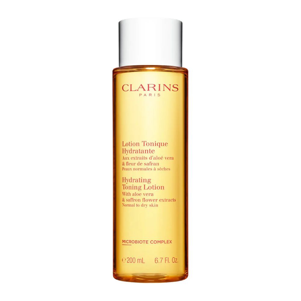 Clarins Paris Hydrating Toning Lotion, With Aloe Vera & Saffron Flower Extracts, Normal To Dry Skin, 200ml - Front View