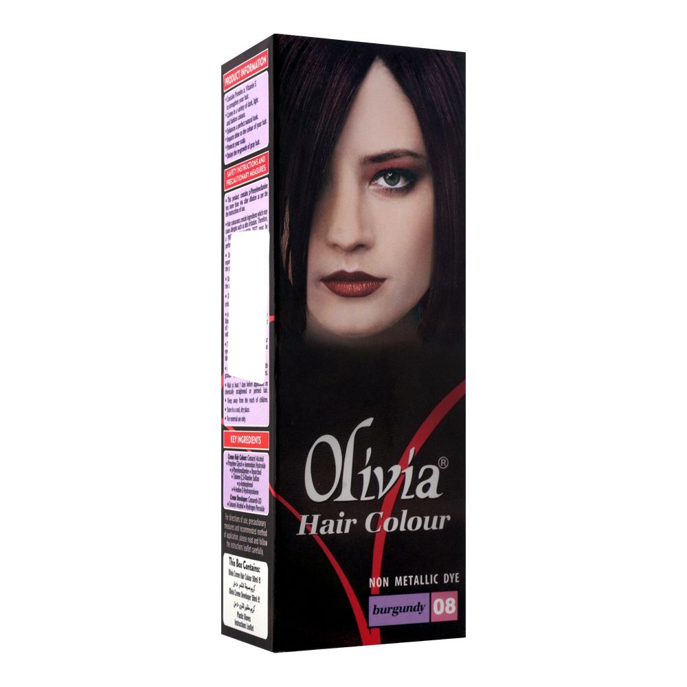 Olivia Hair Colour, 08 Burgundy - Front View