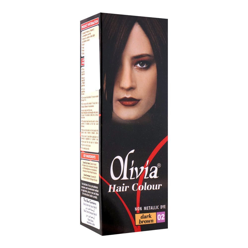 Olivia Hair Colour, 02 Dark Brown - Front View