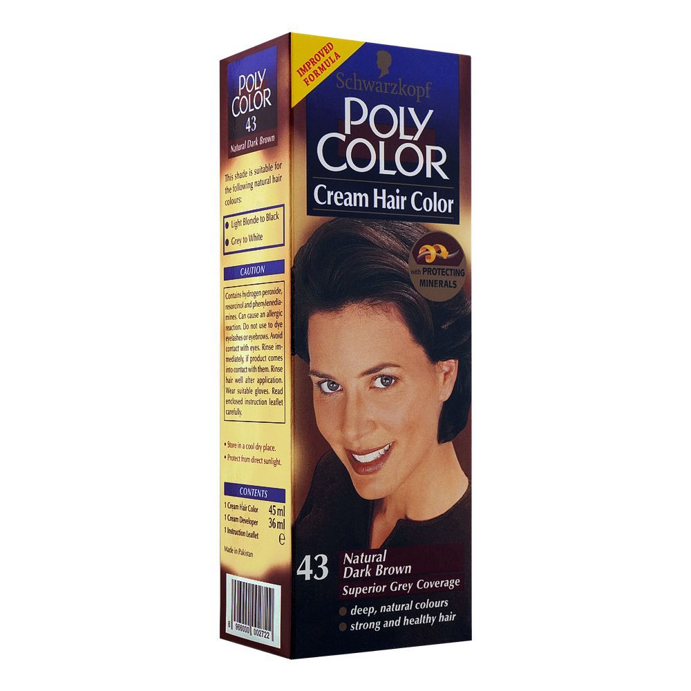 Poly Color Cream Hair Color, 43 Natural Dark Brown - Front View