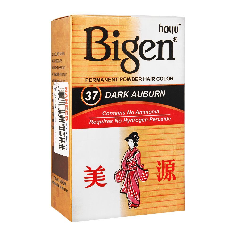 Bigen Permanent Powder Hair Color, 37 Dark Auburn - Front View