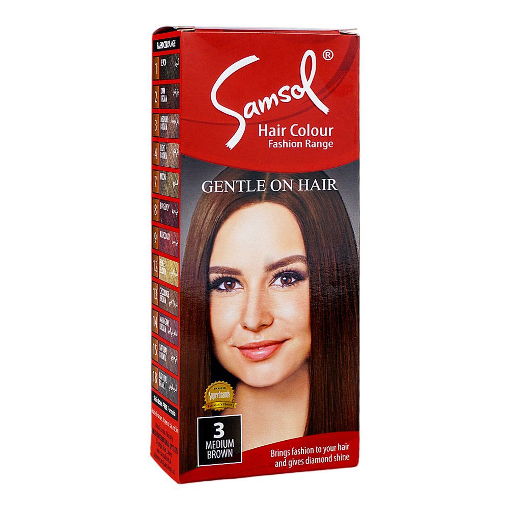 Samsol Fashion Range Hair Colour, 3 Medium Brown - Front View