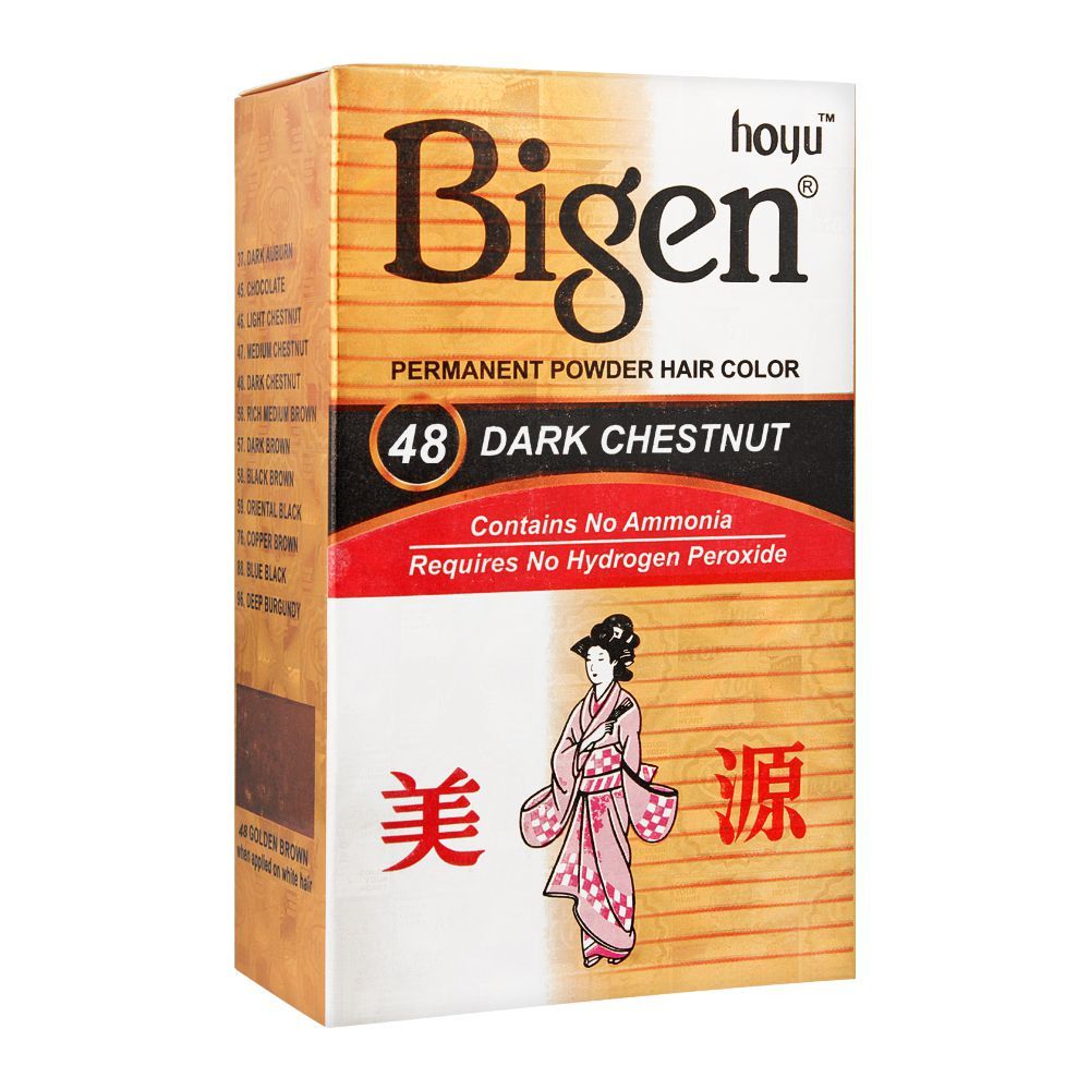 Bigen Permanent Powder Hair Color, 48 Dark Chestnut - Front View