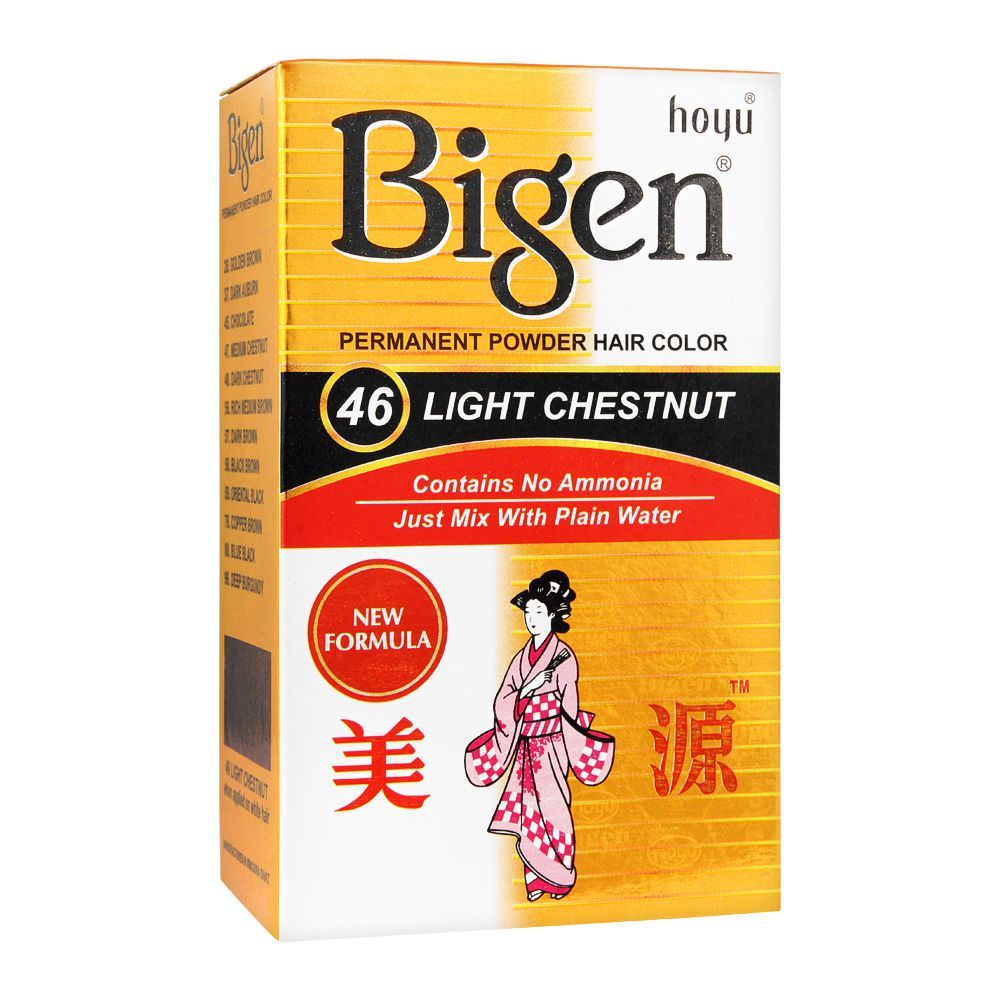 Bigen Permanent Powder Hair Color, 46 Light Chestnut - Front View