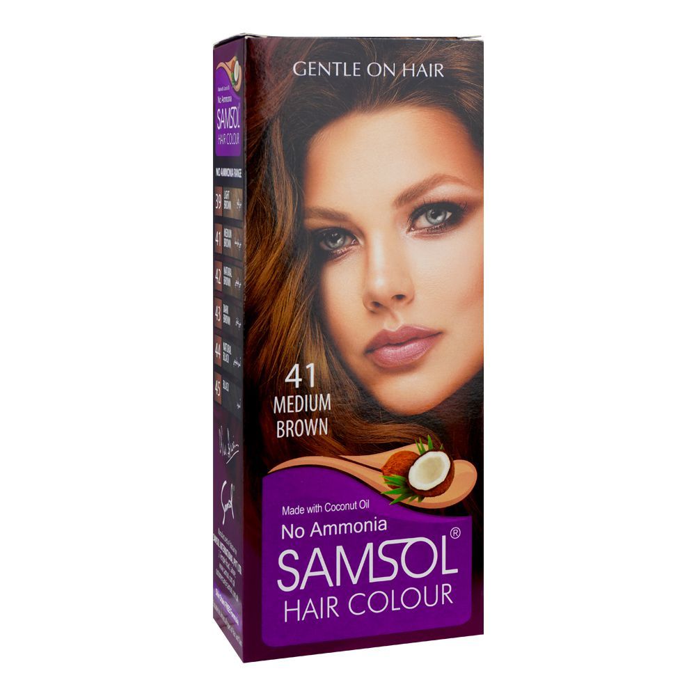 Samsol No Ammonia Hair Colour, 41 Medium Brown - Front View