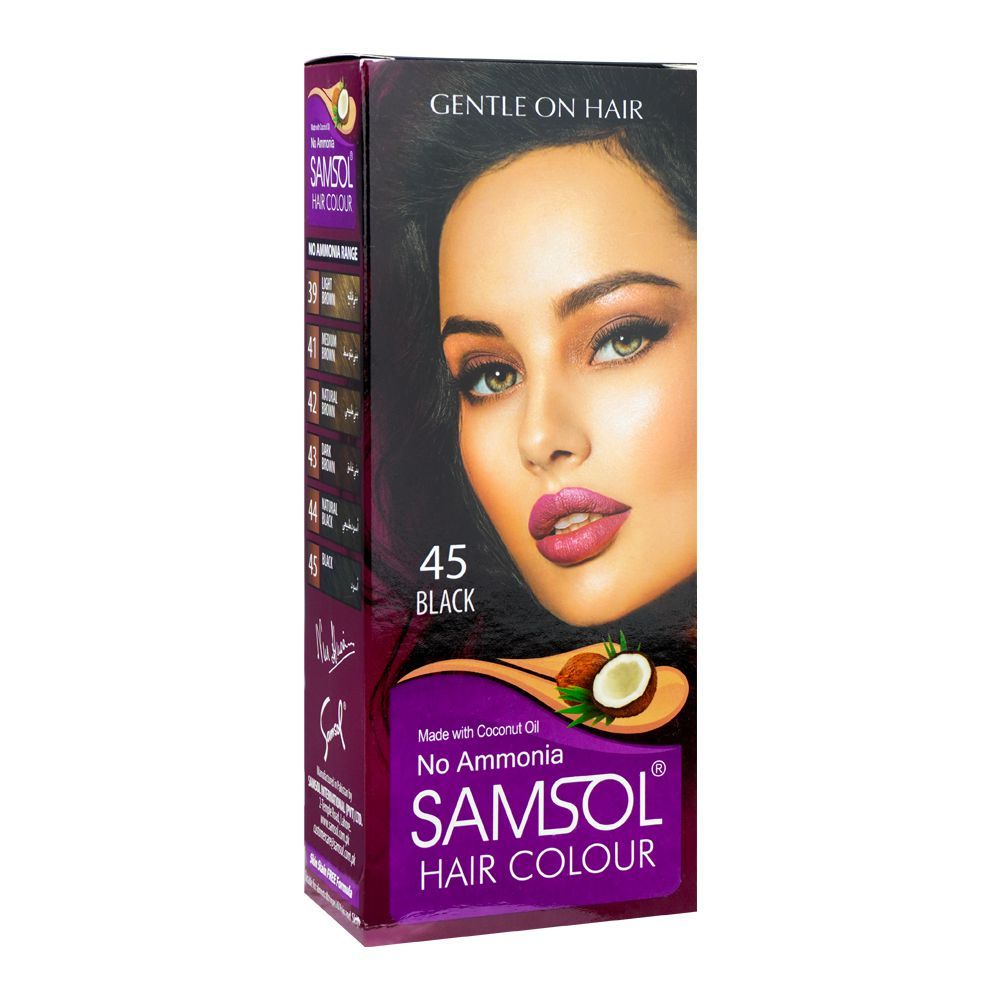 Samsol No Ammonia Hair Colour, 45 Black - Front View