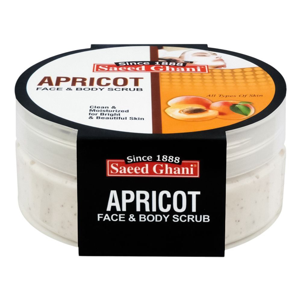 Saeed Ghani Apricot Face & Body Scrub, All Skin Types, 180g - Front View