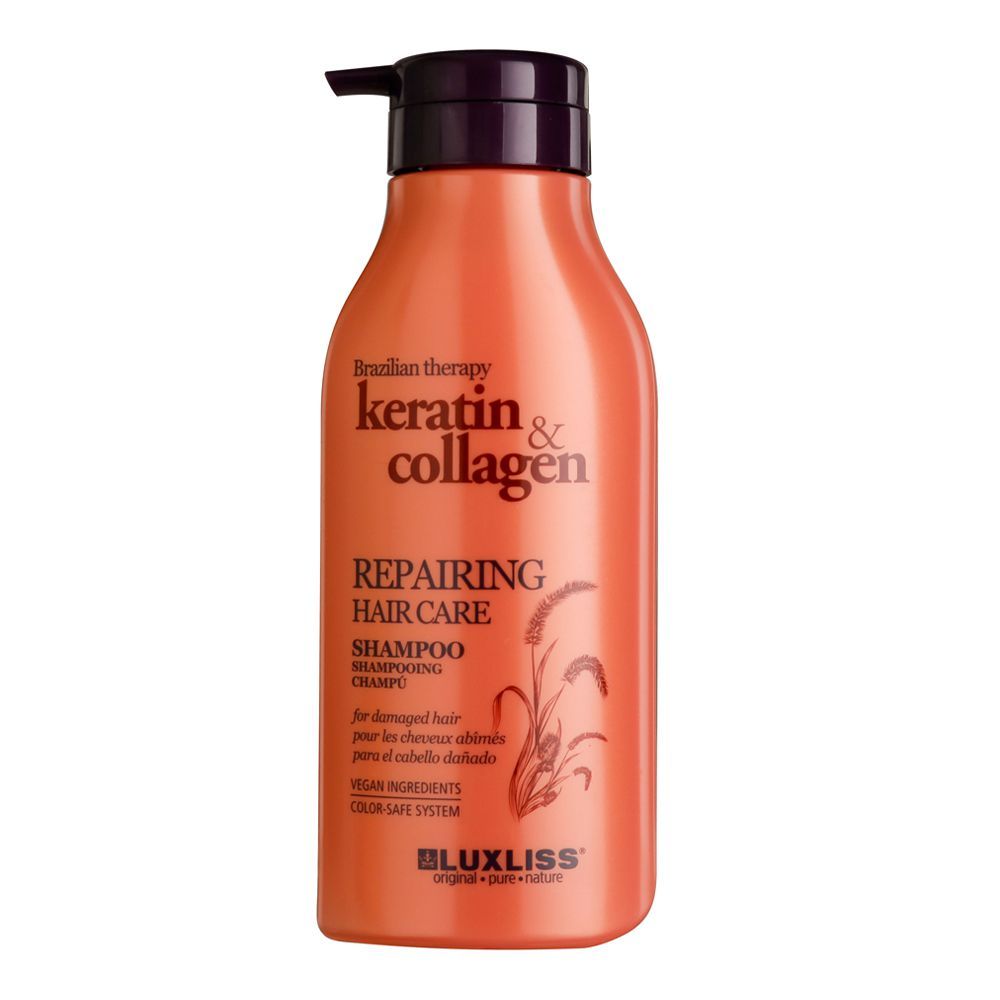 Beaver Luxliss Brazilian Therapy Keratin & Collagen Repairing Hair Care Shampoo, Paraben & Sulfate Free, 500ml - Front View
