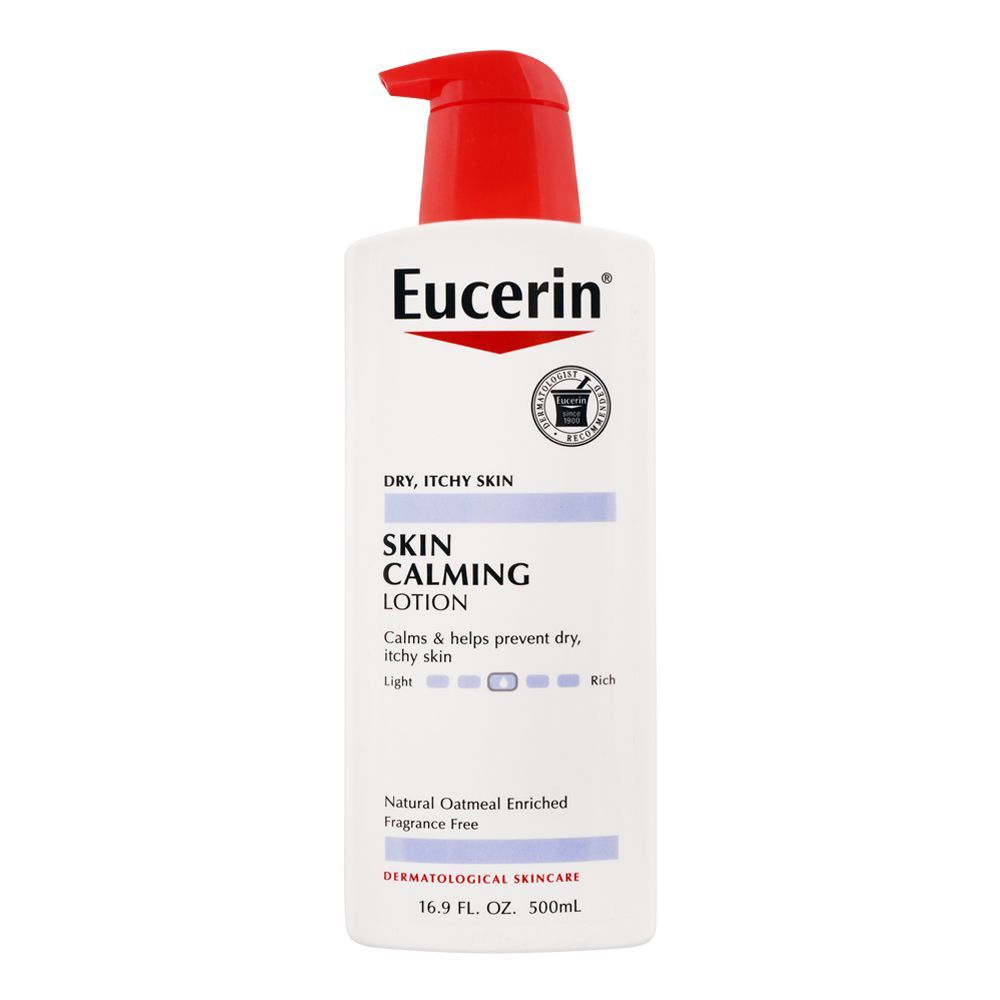 Eucerin Skin Calming Lotion, Dry Itchy Skin, Fragrance Free, 500ml - Front View
