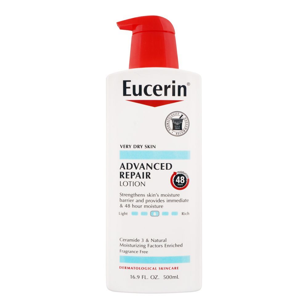 Eucerin Advanced Repair Lotion, Very Dry Skin, Fragrance Free, 500ml - Front View
